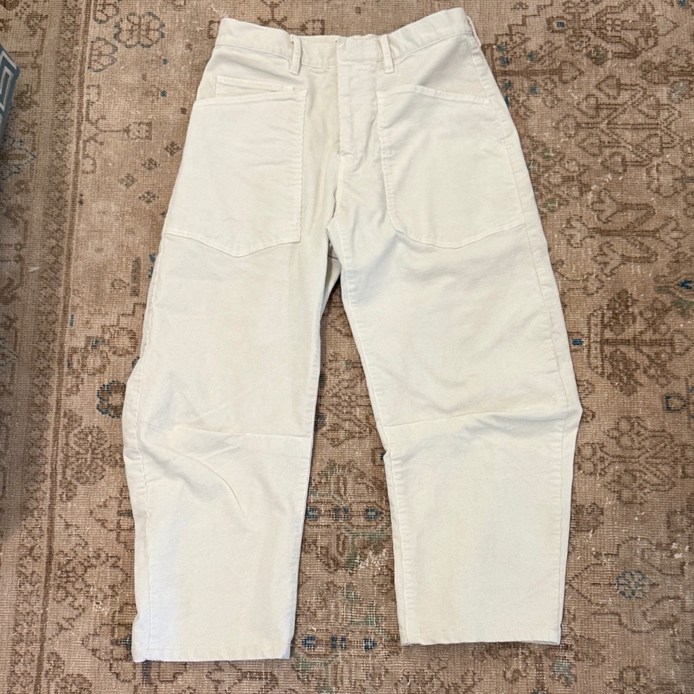 Nili Lotan Shon Off-White "Gesso" Corduroy Pants